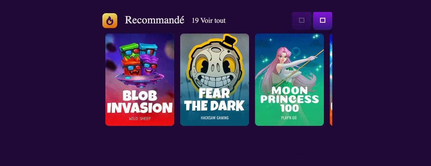 Version mobile de LetsJackpot avec les jeux recommandés
